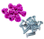 Pink pet carrier fasteners